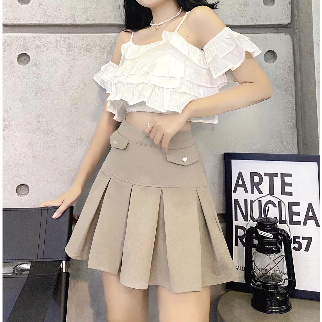 THE FANCE | Váy xếp ly có quần trong chống nhăn DOUBLE LETTERS SKIRT