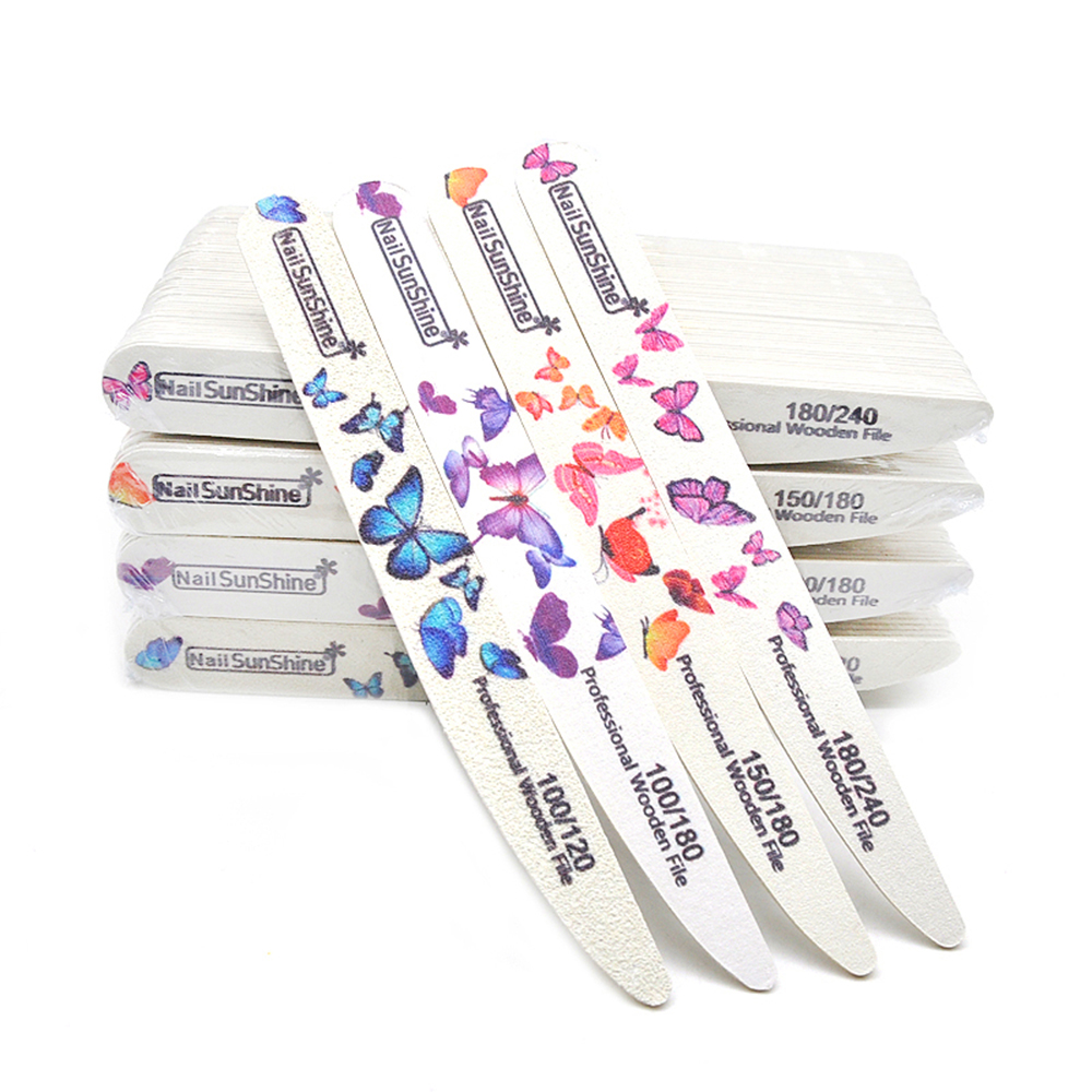 [Hàng mới về] Bộ 10 dụng cụ dũa móng chuyên nghiệp bằng gỗ và giấy nhám hai mặt chất lượng cao