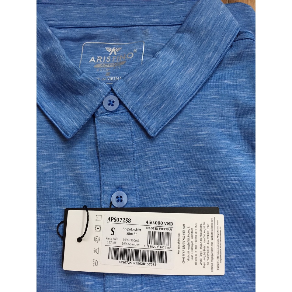 Áo áo polo nam Aristino APS072S8 xanh biển chất thể thao mềm mát, co giãn mạnh