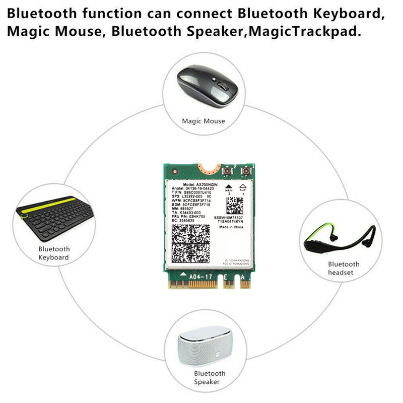 Thiết Bị Kết Nối Mạng Ax200Ngw Wifi M.2 Ngff Bluetooth 5.1 Với Ăng Ten 2x6db | BigBuy360 - bigbuy360.vn