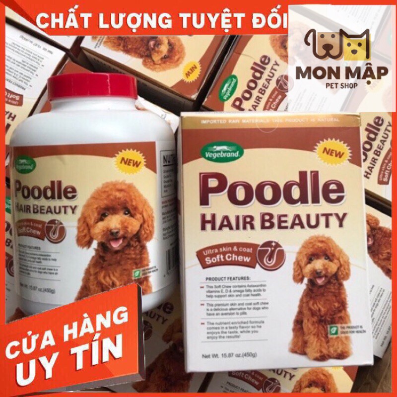 Poodle Hair Beauty - Viên dưỡng mượt lông, giữ màu, phục hồi màu lông cho chó Poodle (lọ 500 viên)