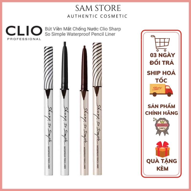 Chì kẻ mí mắt Clio Sharp So Simple Waterproof Pencil Liner dạng sáp chính hãng | BigBuy360 - bigbuy360.vn