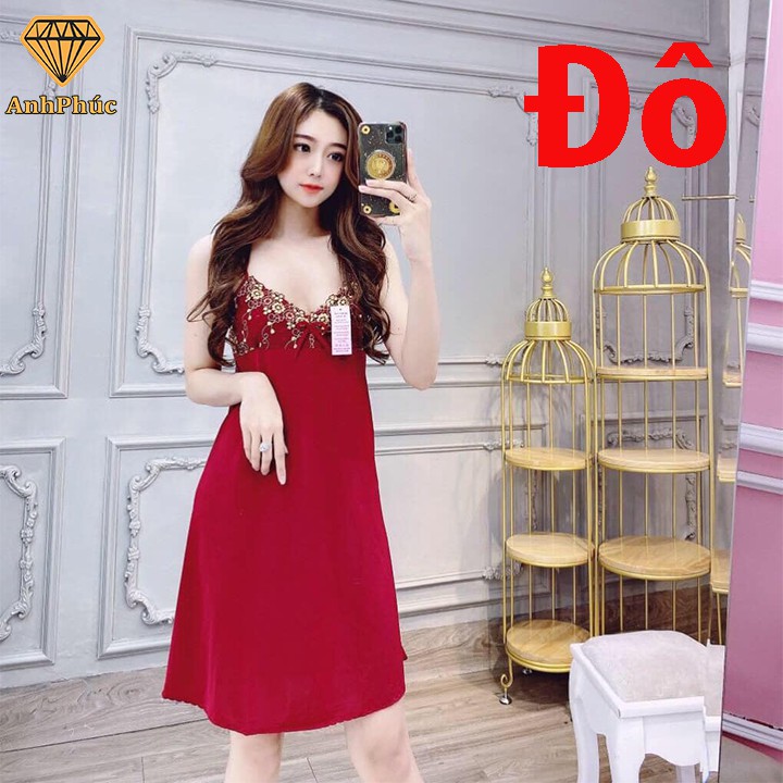 Đầm ngủ 2 dây thun lạnh mặc mát Anh Phúc + Đầm 2 Dây