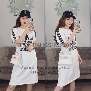 [BÁN GIÁ GỐC] Đầm thun suông thể thao tay viền xẻ tà cá tính thoitrangshop2019