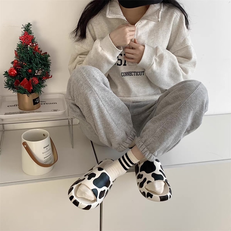 Dép bánh mì,dép quai ngang nam nữ bò sữa dễ thương phong cách Ulzzang