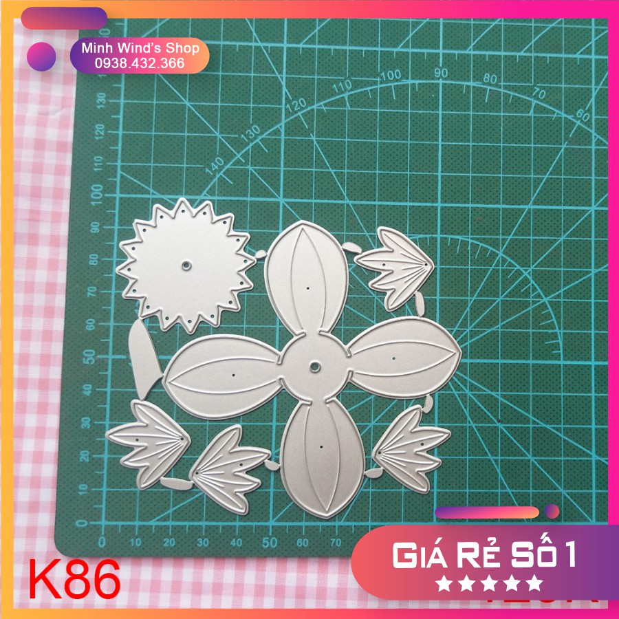 K86, K104 - Khuôn Kim Loại Cắt Hoa Thược Dược Lùn 2 Size To Nhỏ