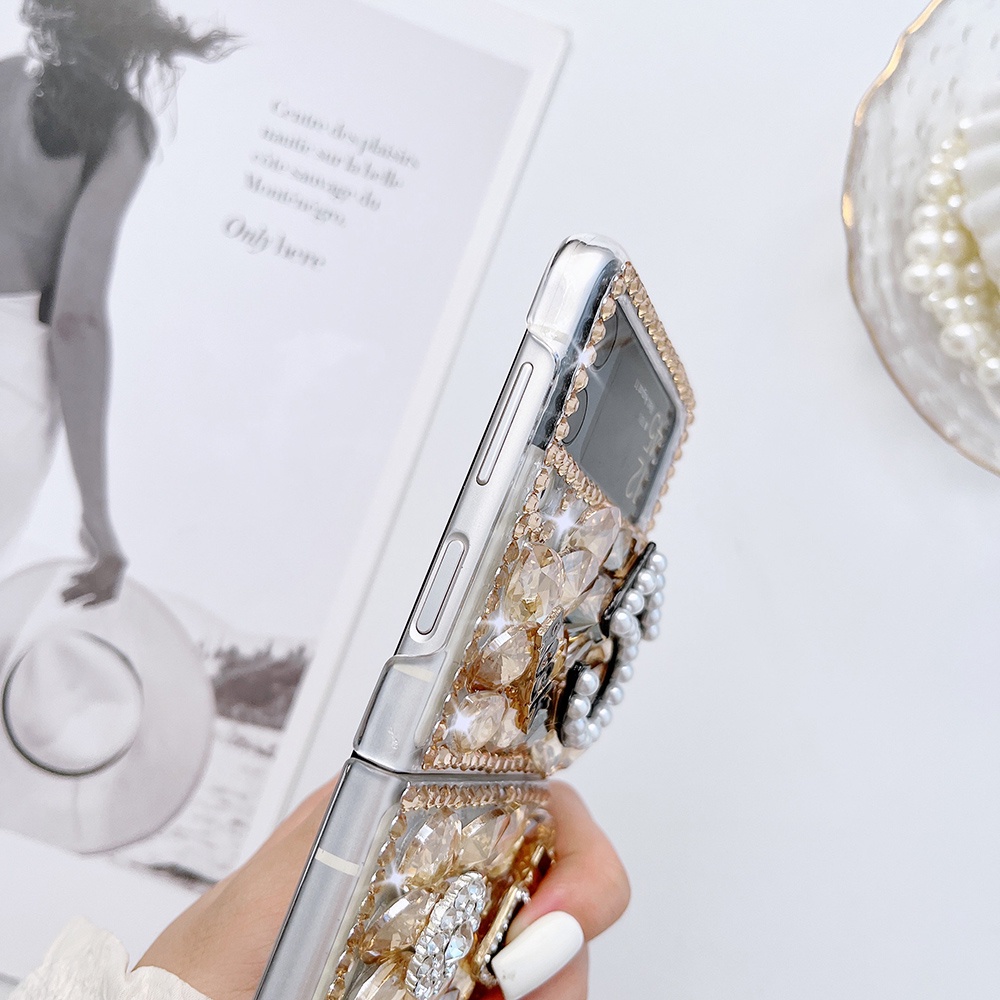 Ốp Điện Thoại Nắp Gập Đính Kim Cương Lấp Lánh Sang Trọng Chống Sốc Cho Samsung Galaxy Z Flip 4 Samsung Galaxy Z Flip 3