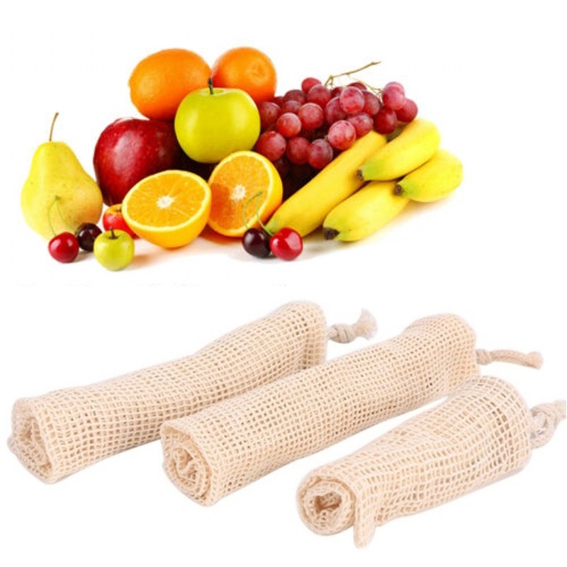 1 Chiếc Túi Lưới Cotton Tự Nhiên Hữu Cơ Có Thể Tái Sử Dụng để Mua Sắm Và Lưu Trữ (S / M / L)