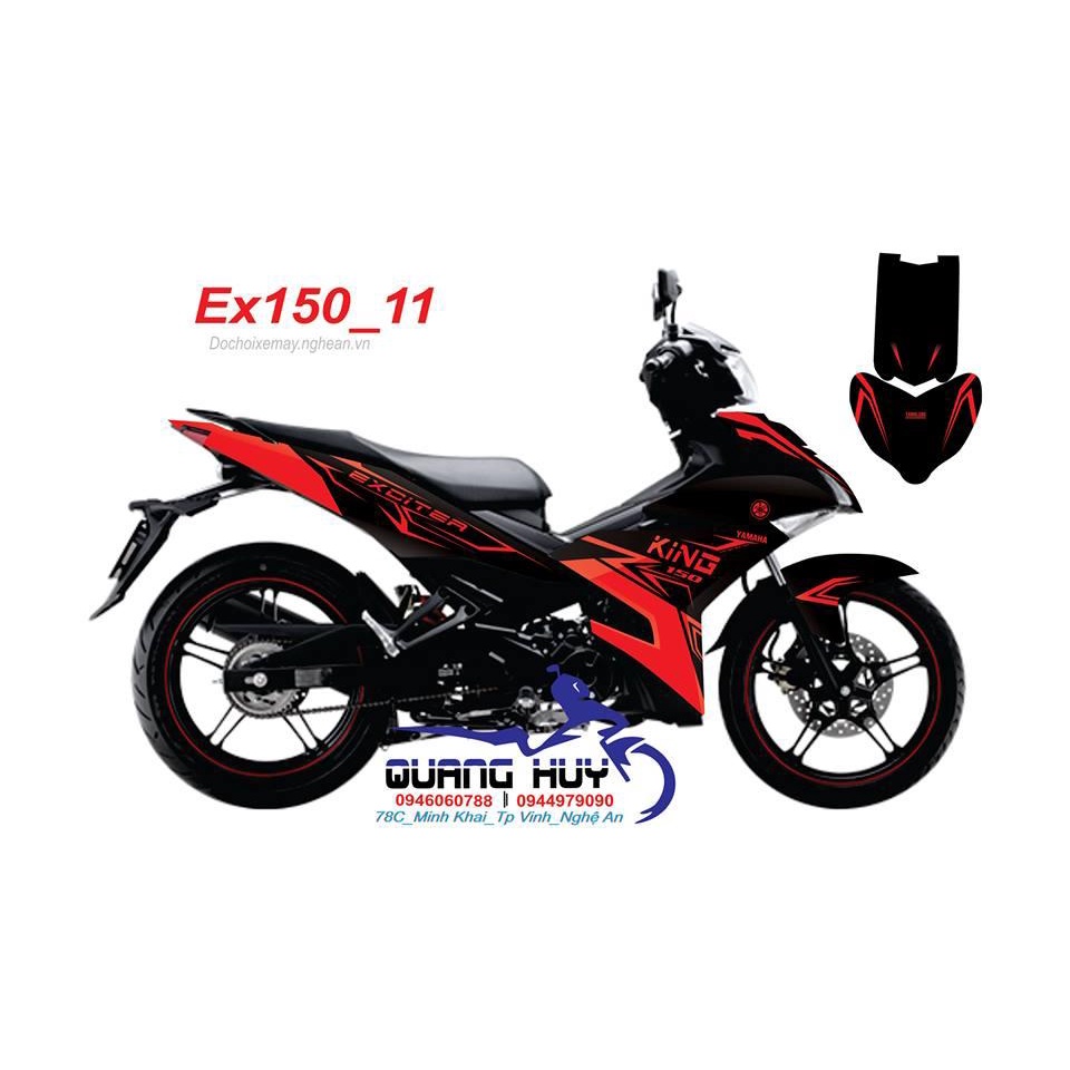 Tem trùm Exciter 150 đen sọc đỏ KING , tem exciter 150, team trùm exciter 150, tem xe exciter 150, t