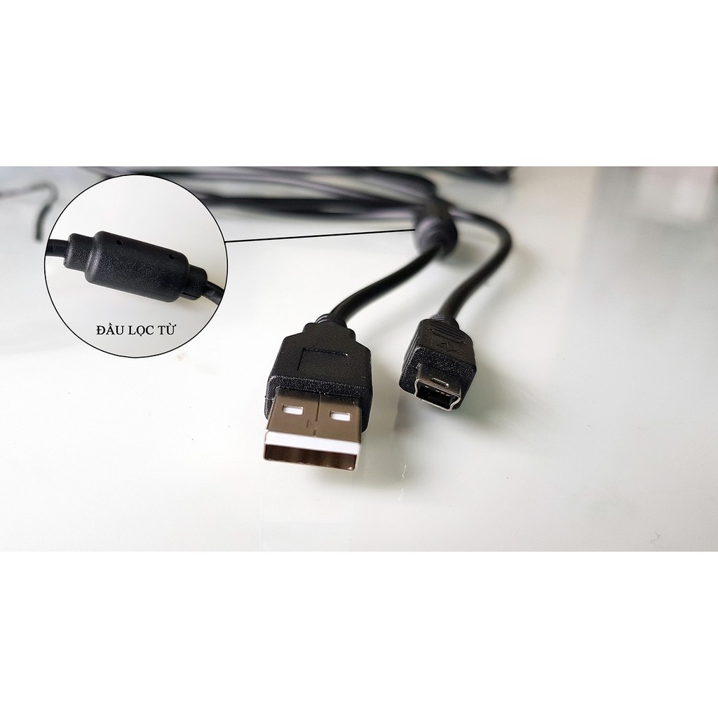 Dây cáp Mini USB Cable , Cáp sạc tay cầm Dualshock 3, sạc tay cầm PS3 dài 1.8m , có đầu lọc từ