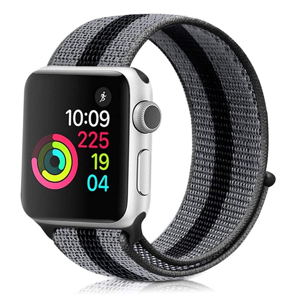 Dây Đeo Nylon Sọc Cho Đồng Hồ Thông Minh Apple Watch 38Mm / 42Mm/40mm/44mm，se/6/5/4/ 3 / 2 / 1