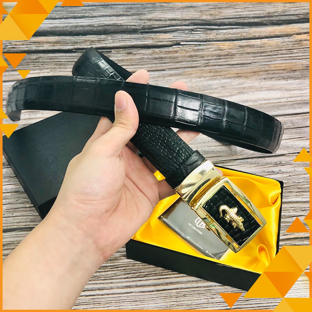 Dây Lưng Cá Sấu Liền Da Bụng, Thắt Lưng Nam Da Cá Sấu Thật 3.5cm - BH 24 Tháng kimoanh0101