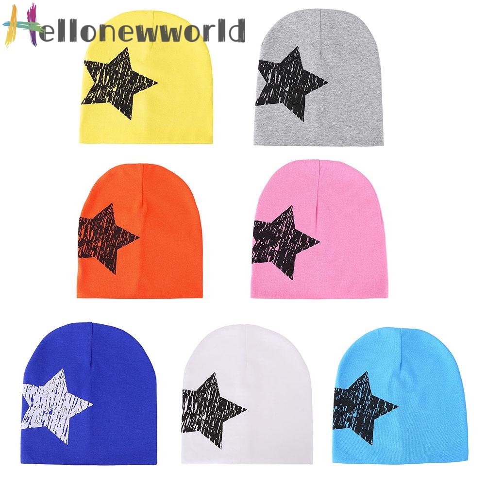 Mũ beanie mềm in họa tiết ngôi sao thời trang thu đông cho bé