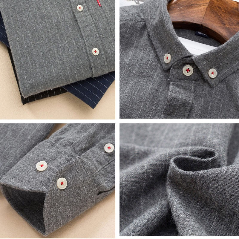 Áo Sơ Mi Nam Tay Dài Họa Tiết Sọc Dọc 4 Màu Tùy Chọn (Size M-5XL)