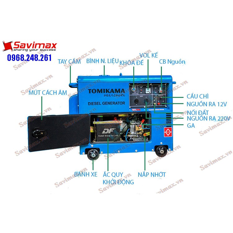 Máy phát điện 1 pha TOMIKAMA 5kw, model HLC - 6500 | BigBuy360 - bigbuy360.vn