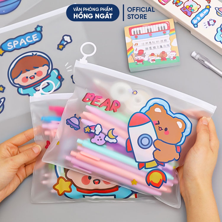 Túi đựng bút trong suốt, túi zip đựng bút và đồ dùng học tập phong cách hàn quốc TB01