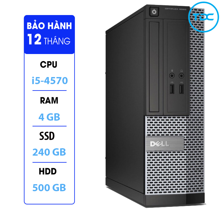 Case máy tính đồng bộ DELL Optiplex 3020 Intel Core i5-4570, ram 4GB, Ổ cứng SSD 240GB+HDD 500GB.Tặng USB Thu Wifi