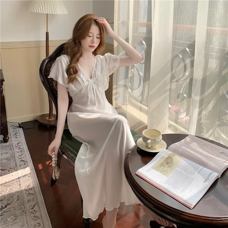 VÁY LỤA BO CHUN HÀNG QUẢNG CHÂU CÓ SẴN