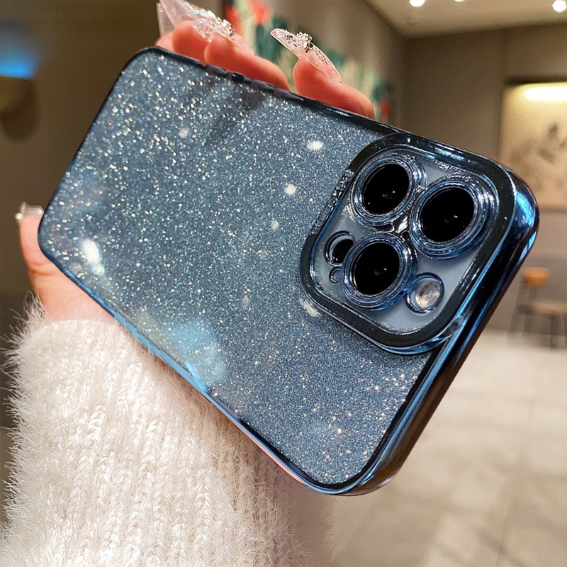 Ốp Điện Thoại Silicon Dẻo Mạ Màu Lấp Lánh Thời Trang Cho iPhone 14 13 12 Mini 11 Pro Max X XR XS 7 8 Plus SE2022