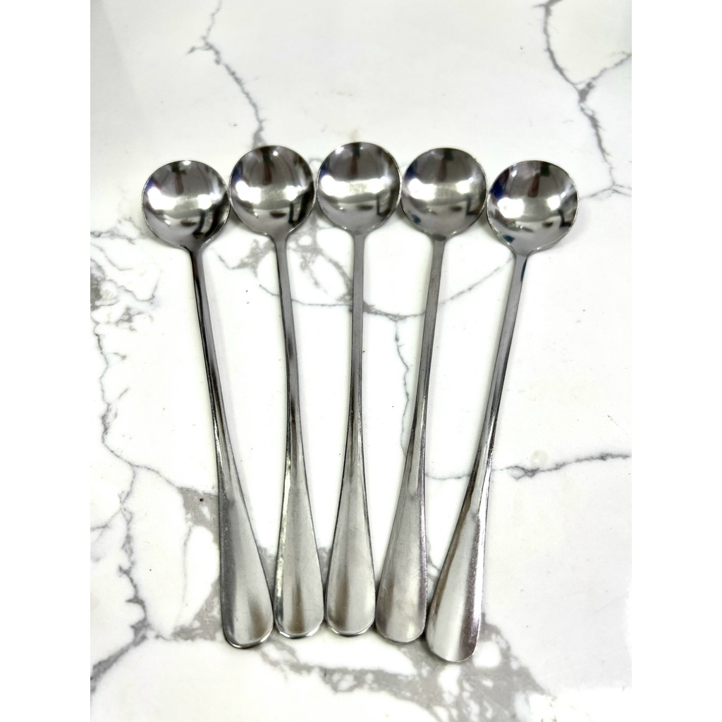 Bộ thìa muỗng inox cán dài đầu tròn 100% inox Sài Gòn 01 sáng bóng đẹp cao cấp dày dặn dài 18,5cm