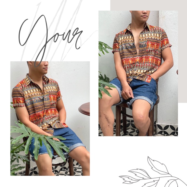 Áo sơ mi thổ cẩm  lụa cát họa tiết đi biển 🌈FREESHIP🌈 áo nam chất đẹp ngắn tay - họa tiết thổ cẩm phom vừa - Hugo Shop