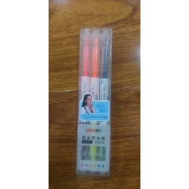 Bút highlight, dấu dòng, dạ quang 2 đầu Deli - S736