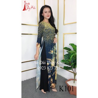 Áo dài nữ truyền thống thiết kế may sẵn tết cách tân nền đen kim tuyến K101 mềm mại co giãn áo dài giá rẻ