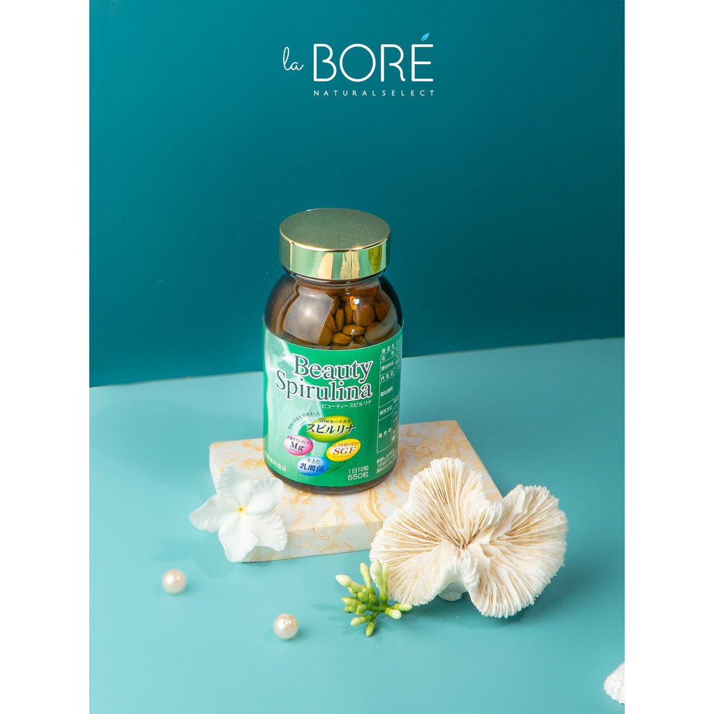 Tảo Beauty Spirulina LABORE, Hỗ Trợ Tăng Cường Sức Đề Kháng Cho Cơ Thể, Hạn Chế Lão Hóa Da Hộp 550 Viên