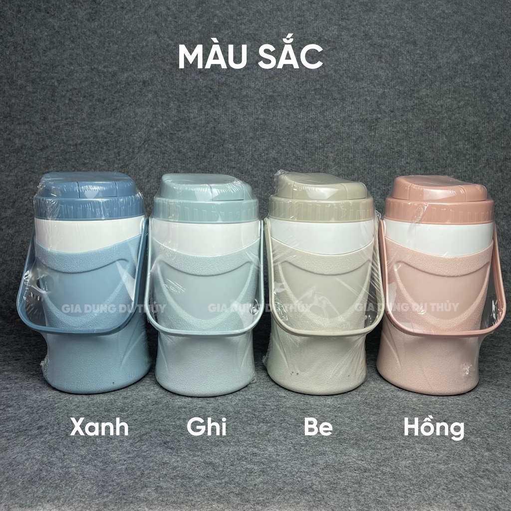 Bình đá giữ nhiệt cao cấp có quay xách tiện lợi dụng tích 750ml-1000ml-1500ml-2000ml 2 màu sắc miệng lớn dễ vệ sinh