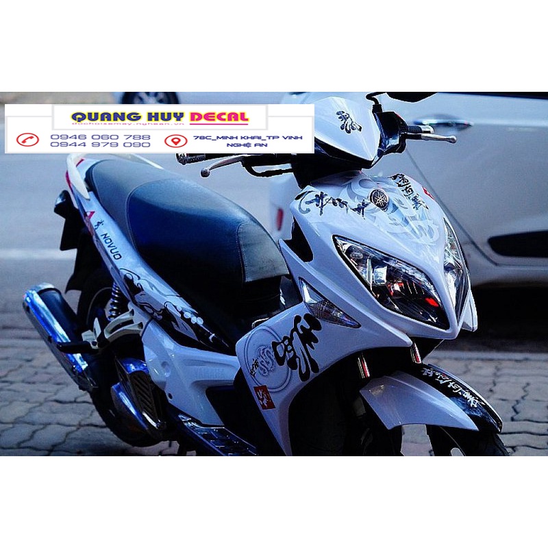 Tem trùm Nouvo LX trắng đen samurai - Độ dán team trùm decal xe máy Nouvo LX trắng đen samurai - Team trùm decal xe máy