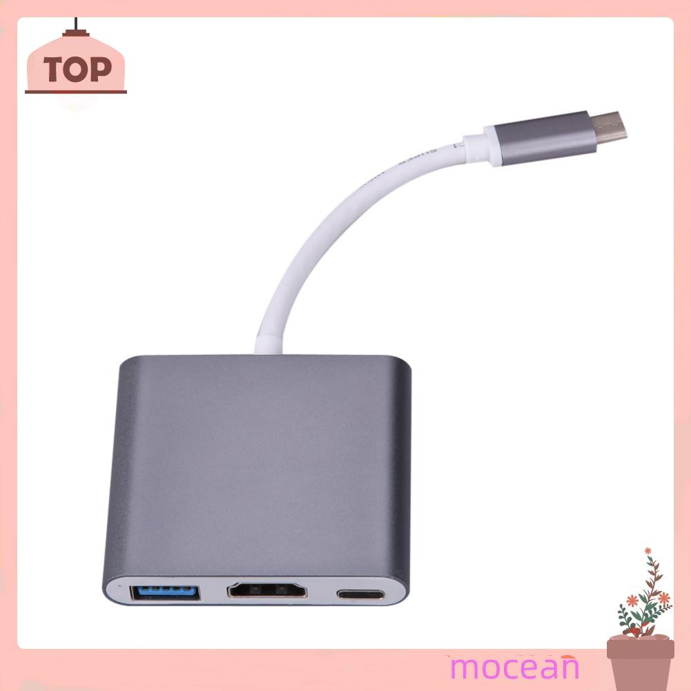 Mocean Type C 3.1 to USB3.0+ HDMI-compatible+Type C Female Charger Adapter for Apple Macbook