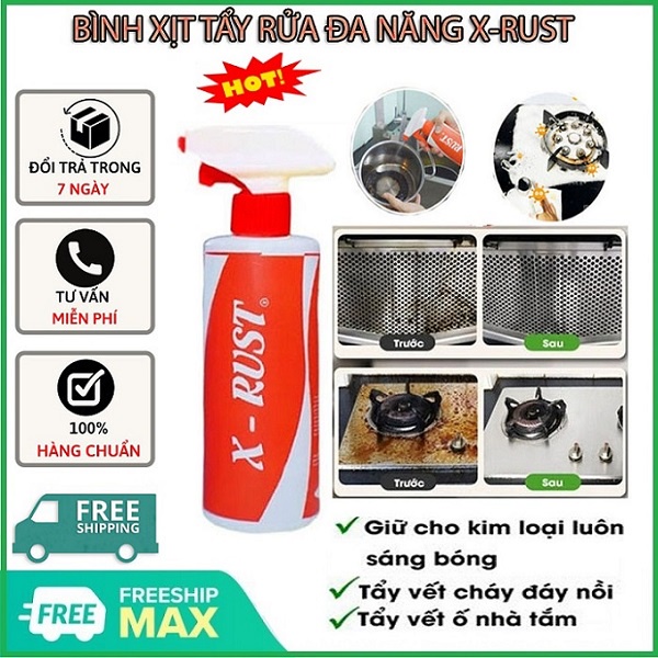 Chai xịt X RUST tẩy sạch gỉ sét, xịt tẩy rửa nhà bếp tẩy rửa xoong nồi đánh bay mọi vết bẩn