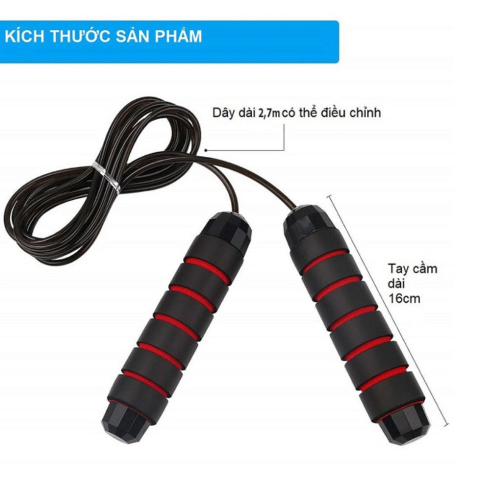 Dây nhảy giảm cân đốt mỡ lõi thép có thể tháo lắp thêm tạ nâng cao sức khỏe tập thể dục tại nhà hiểu quả