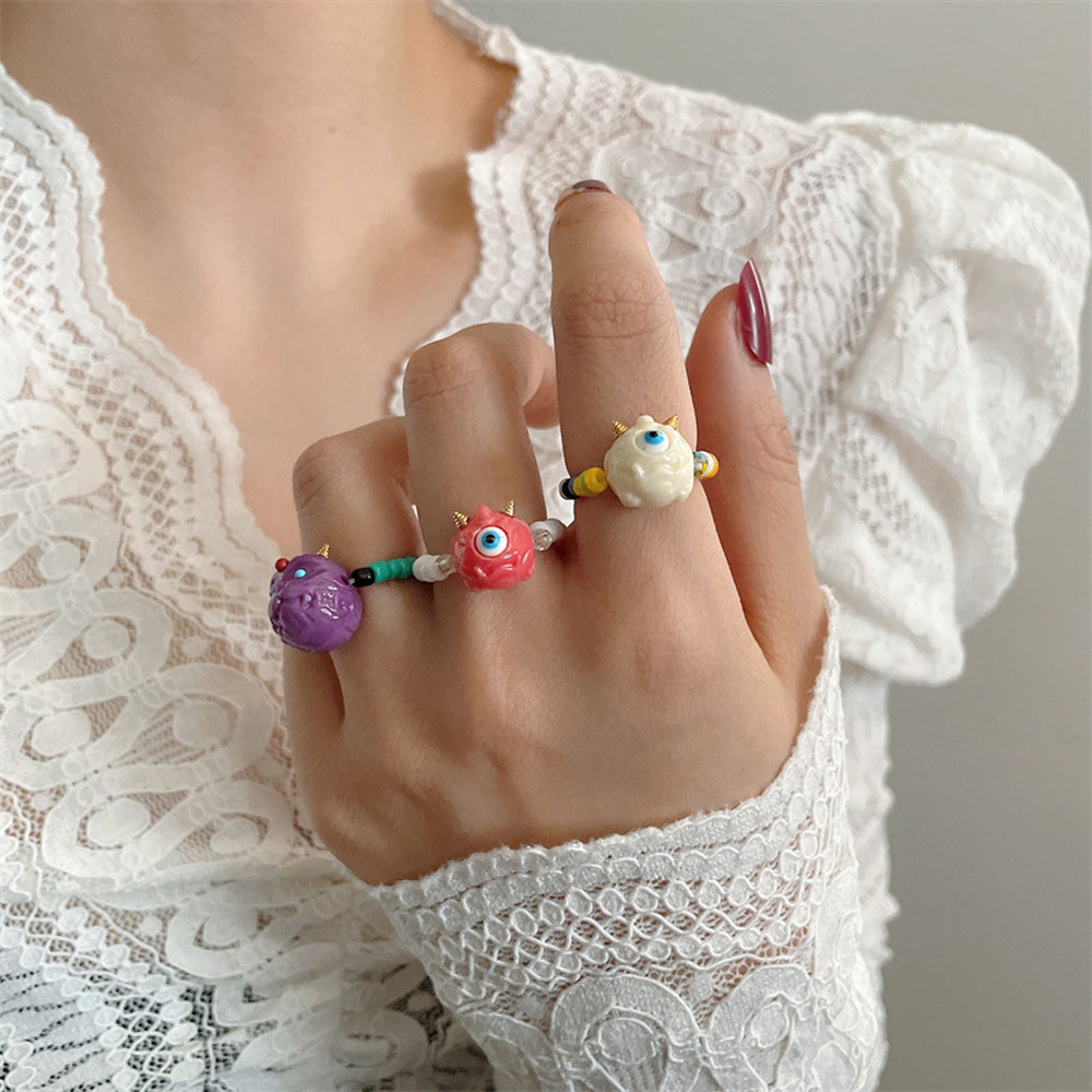 Nhẫn Đeo Ngón Tay Hình Đầu Động Vật Hoạt Hình Vui Nhộn Thời Trang Mùa Hè Phong Cách Hàn Quốc