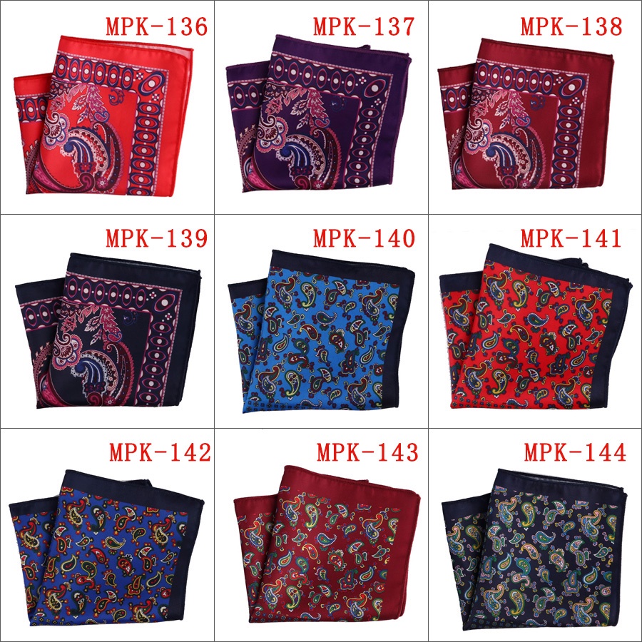 Khăn Tay Vuông Bỏ Túi 23cm * 23cm Bằng Lụa Mềm In Họa Tiết Hoa / Chấm Bi Sang Trọng Cổ Điển Cho Nam