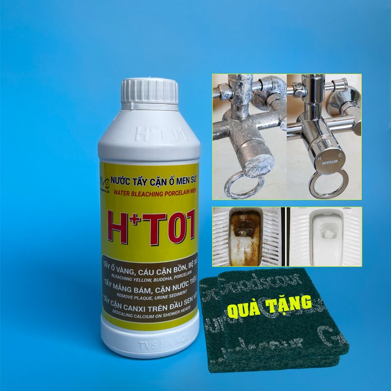 Tẩy Trắng Men Sứ TVS Tẩy Bồn Cầu, Bồn Rửa Mặt, Inox, Sen Vòi, Lavabo, Gạch Men 500ml