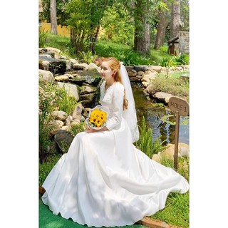 váy xoè trắng, đầm váy chụp ảnh cưới, đầm dạ hội tiệc cưới phối ren cổ