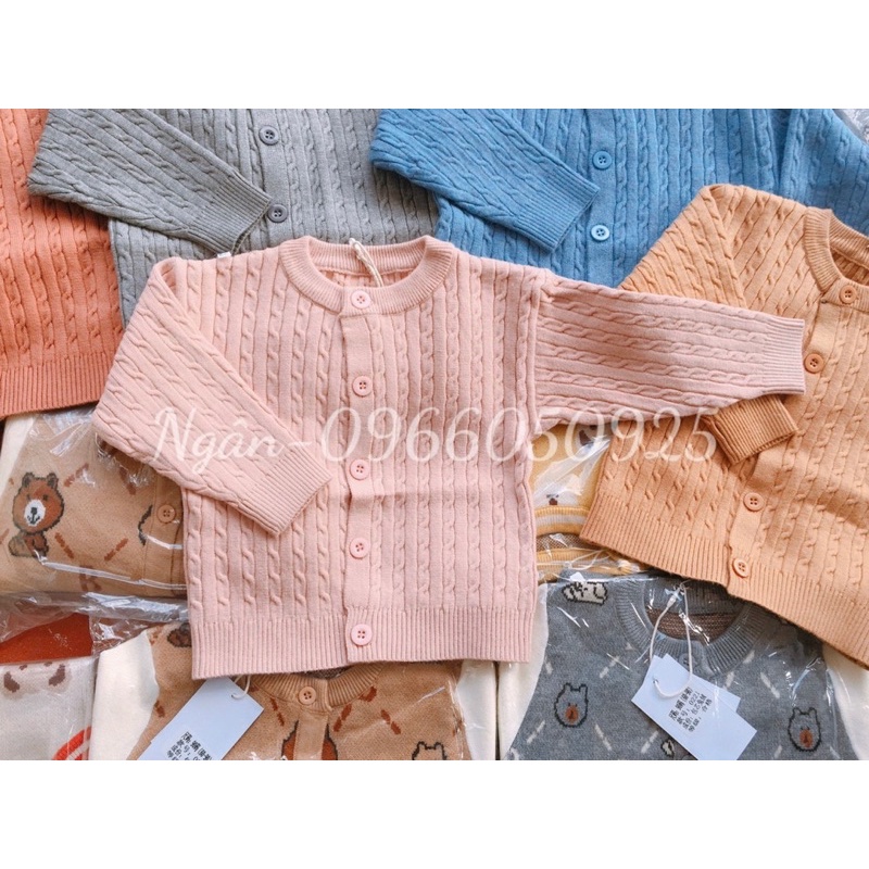 Áo Len Cài Khuy Bé Gái Dày Dặn, Áo Len Khoác Ngoài Thu Đông Cho Bé Gái size 80-120