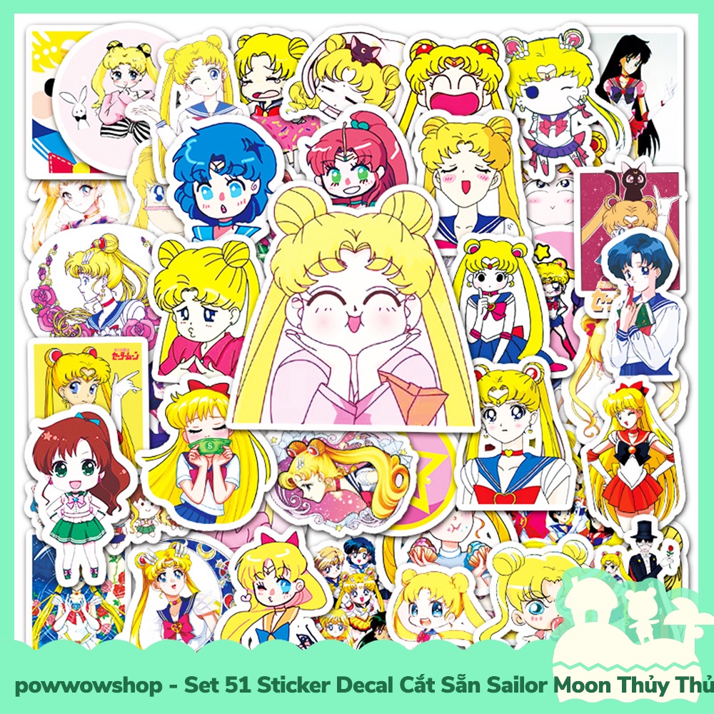 [Sẵn VN - Hỏa Tốc] Set 51 Sticker Mini Decal Dán Trang Trí Vật Dụng Mẫu Anime Manga Sailor Moon Thủy Thủ Mặt Heo Cute