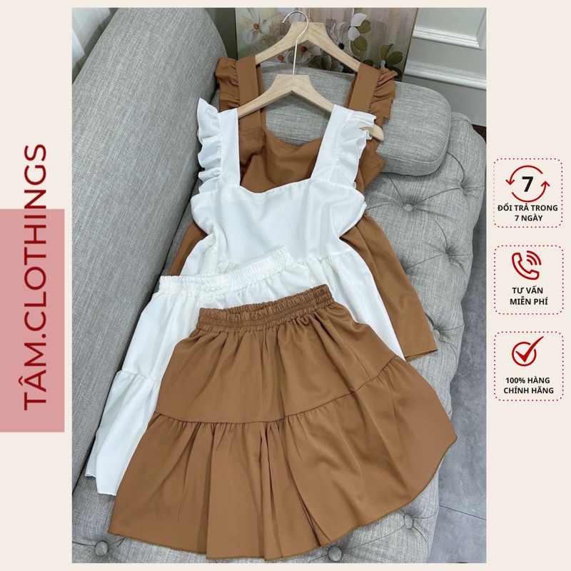 Bộ mặc nhà đũi cánh tiên babydoll kèm quần giả váy bộ ngủ nữ TÂM Clothings