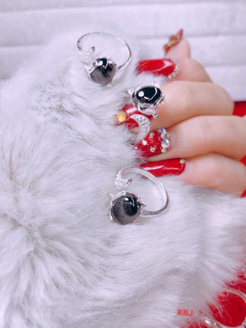 Nhẫn hồ ly bạc ta gắn đá đủ màu theo mệnh-Minh Tâm Jewelry