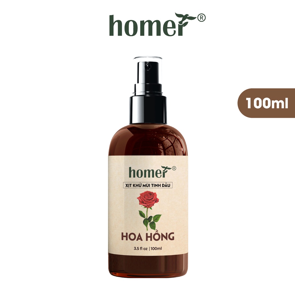 Xịt khử mùi tinh dầu Hoa Hồng Homer Thiên nhiên Dung tích 100ml/250ml