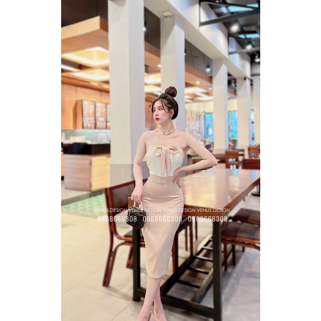 LỤA BODY 2 DÂY PHỐI NƠ - VENUS DESIGN