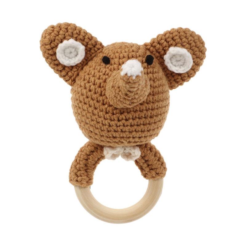 Đồ Chơi Vòng Lục Lạc Đan Móc Hình Chú Voi Hoạt Hình Cho Bé Sơ Sinh Mọc Răng