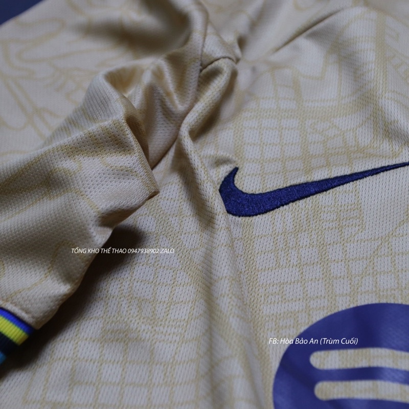 Bộ quần áo đá banh CLB Barca màu kem 2023 hàng cao cấp Thailand