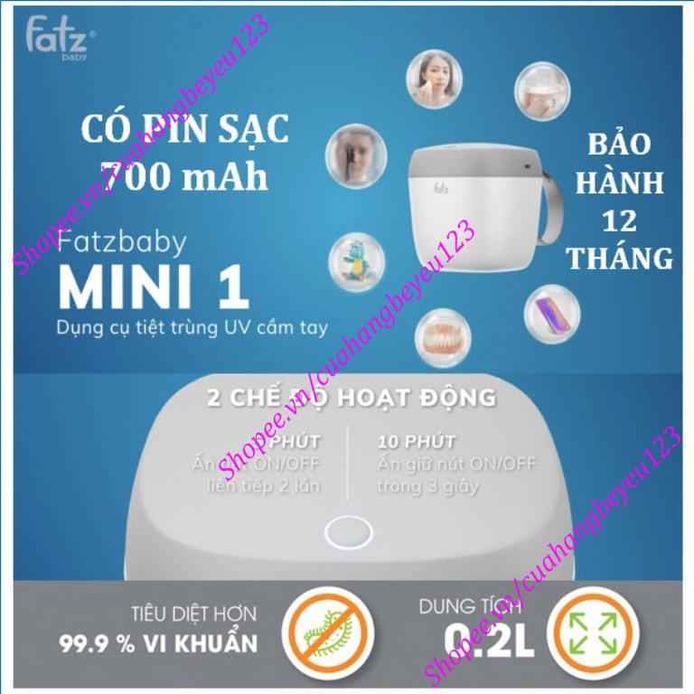 Máy tiệt trùng tia UV Mini cầm tay - tích pin sạc USB - Fatz Fatzbaby FB4501TN - núm ti , ti ngậm ....