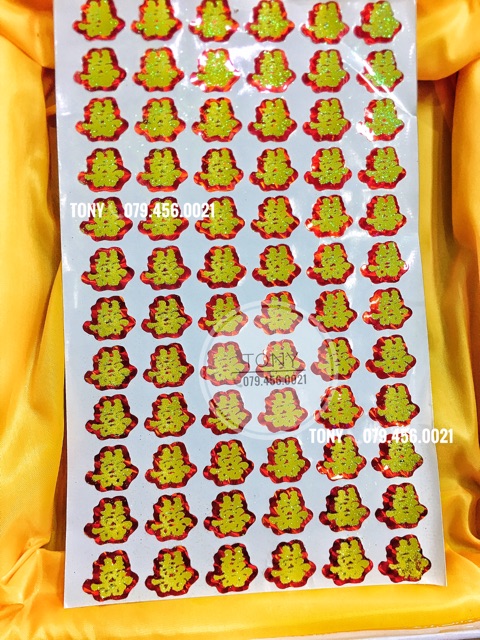 [CƯỚI] Bộ STICKERS DECAL CHỮ SONG HỶ KIM TUYẾN DÁNTRẦU CAU, TRÁI CÂY - HÀNG ĐẸP, SIÊU CHẮC