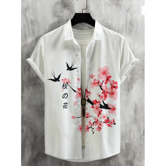 HAWAIIN FASHION ÁO SƠ MI NAM IN HỌA TIẾT HOA ANH ĐÀO PHONG CÁCH TRẺ TRUNG , CHẤT LIỆU LỤA THOÁNG MÁT.