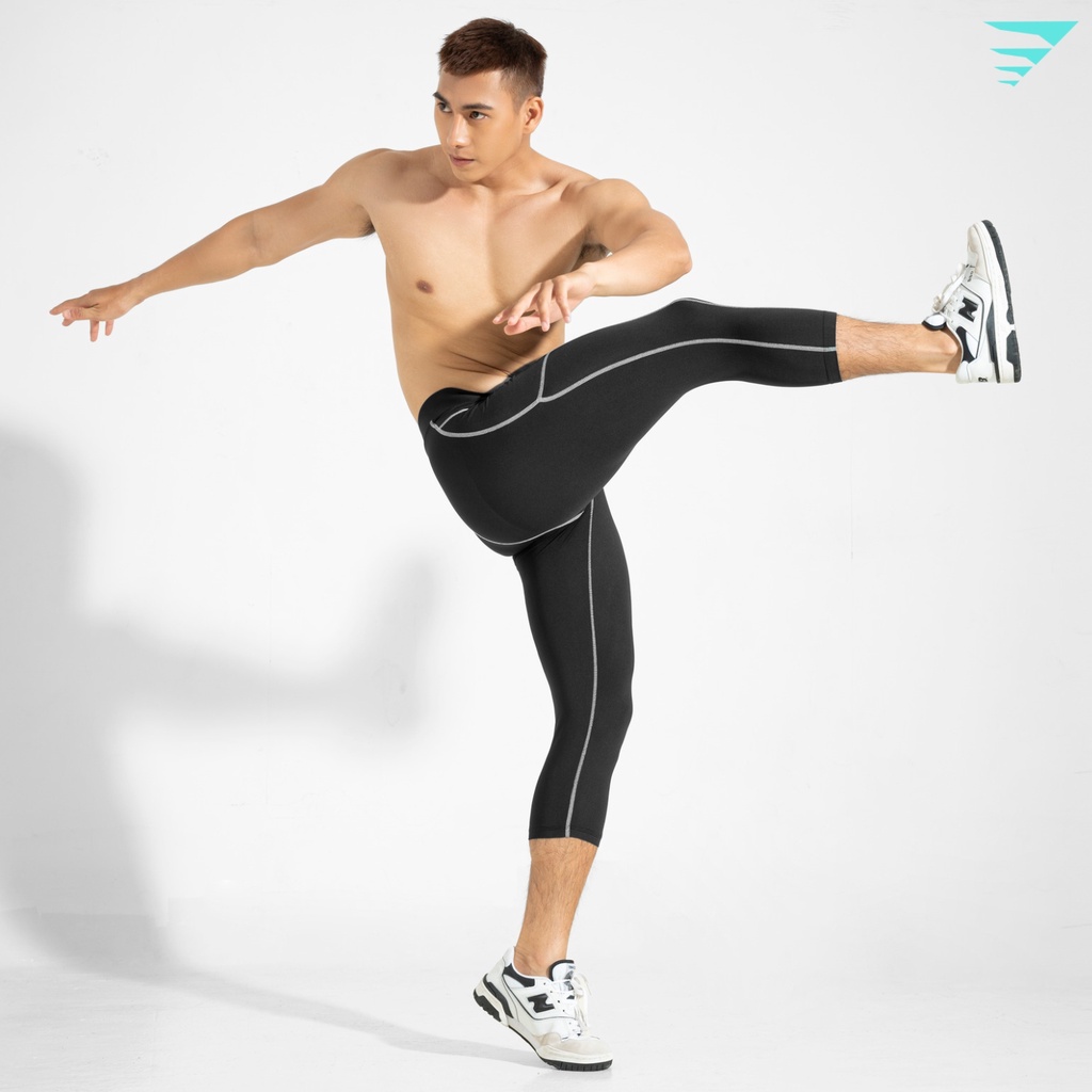 Quần legging thể thao giữ nhiệt nam Fitme form ôm body lửng 3/4 thun co giãn 4 chiều chuyên tập gym bóng rổ