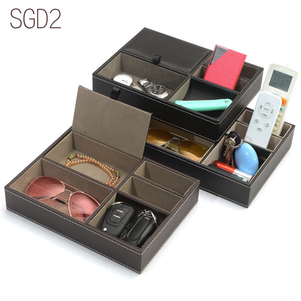 Khay Đựng Đồ Trang Sức / Điện Thoại / Đồng Hồ Để Bàn Bằng Da Pu Sắp Xếp Gọn Gàng Cho Nam